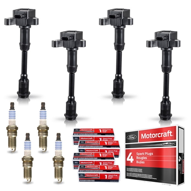 ISA 4 Ignition Coil Pack + 4 Motorcraft Iridium Spark Plug For Ford 2013-2016 Escape 2014-2019 Fiesta 2013 2014 Fusion 2014-2016 Transit Connect 1.6L Replacement for UF674 1700610 1762724 SP532