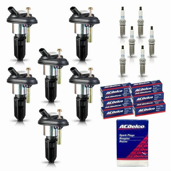 ISA Set of 6 Ignition Coil Pack and ACDelco Iridium Spark Plugs For 2002-2005 Chevy Trailblazer GMC Envoy Ascender Bravada Buick Rainier 9-7X 4.2L L6 Spark Plug Coils Replacement for UF303, 41-103