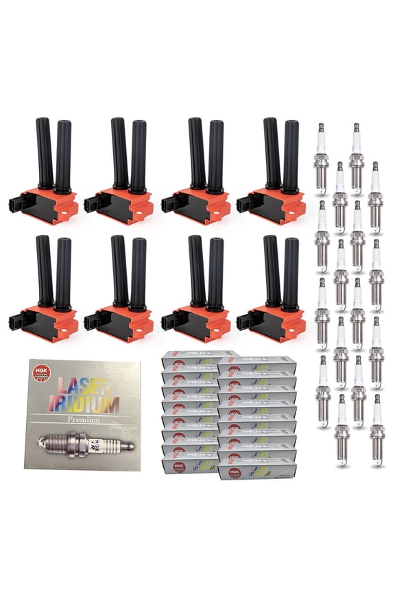 ISA Set of 8 Red Ignition Coil Pack 16 NGK Iridium Spark Plug For Chrysler Dodge Jeep Ram 1500 2500 3500 Aspen Challenger Durango Commander Grand Cherokee 5.7L Replacement for UF504 92145