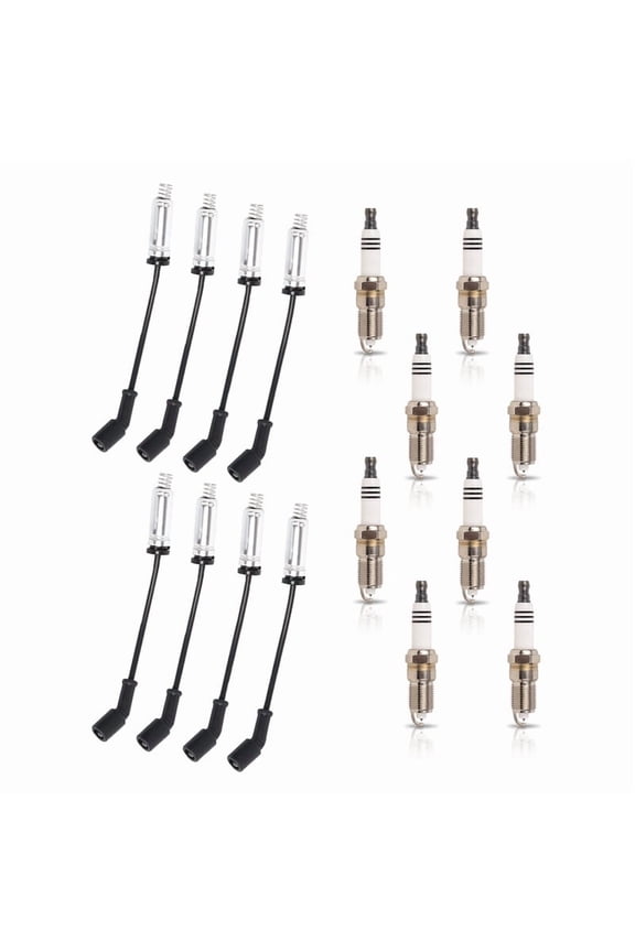 ISA Set of 8 Spark Plug with Wires Set For Chevy GMC Buick Corvette Express Canyon Escalade Silverado Suburban Tahoe Avalanche Yukon LS2 LS3 LS4 LS7 Engine Replacement for 41-962 9748HH