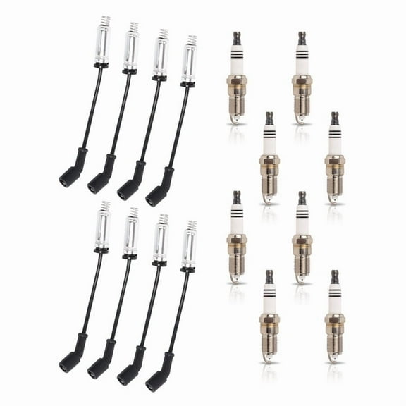 ISA Set of 8 Spark Plug with Wires Set For Chevy GMC Buick Corvette Express Canyon Escalade Silverado Suburban Tahoe Avalanche Yukon LS2 LS3 LS4 LS7 Engine Replacement for 41-962 9748HH
