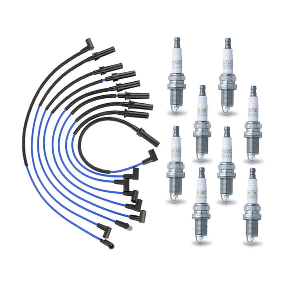 ISA Spark Plug Wire Set & 8 NGK Platinum Spark Plug For Dodge Dakota Durango Ram 1500 2500 3500 V8 Replacement for 53027 RCCRX049 7100