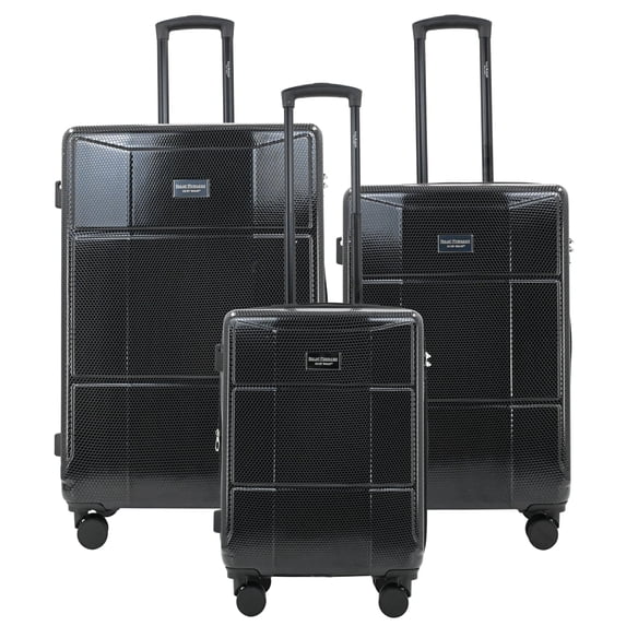 Isaac Mizrahi Aero 3-Piece Hardside Luggage Set, Lightweight, Expandable, Black, 20", 24", 28"
