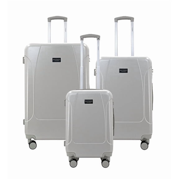 Isaac Mizrahi Luna 3-Piece Hardside Luggage Set Lightweight and Expandable, Stone Grey, 20 in 24 in 28 in