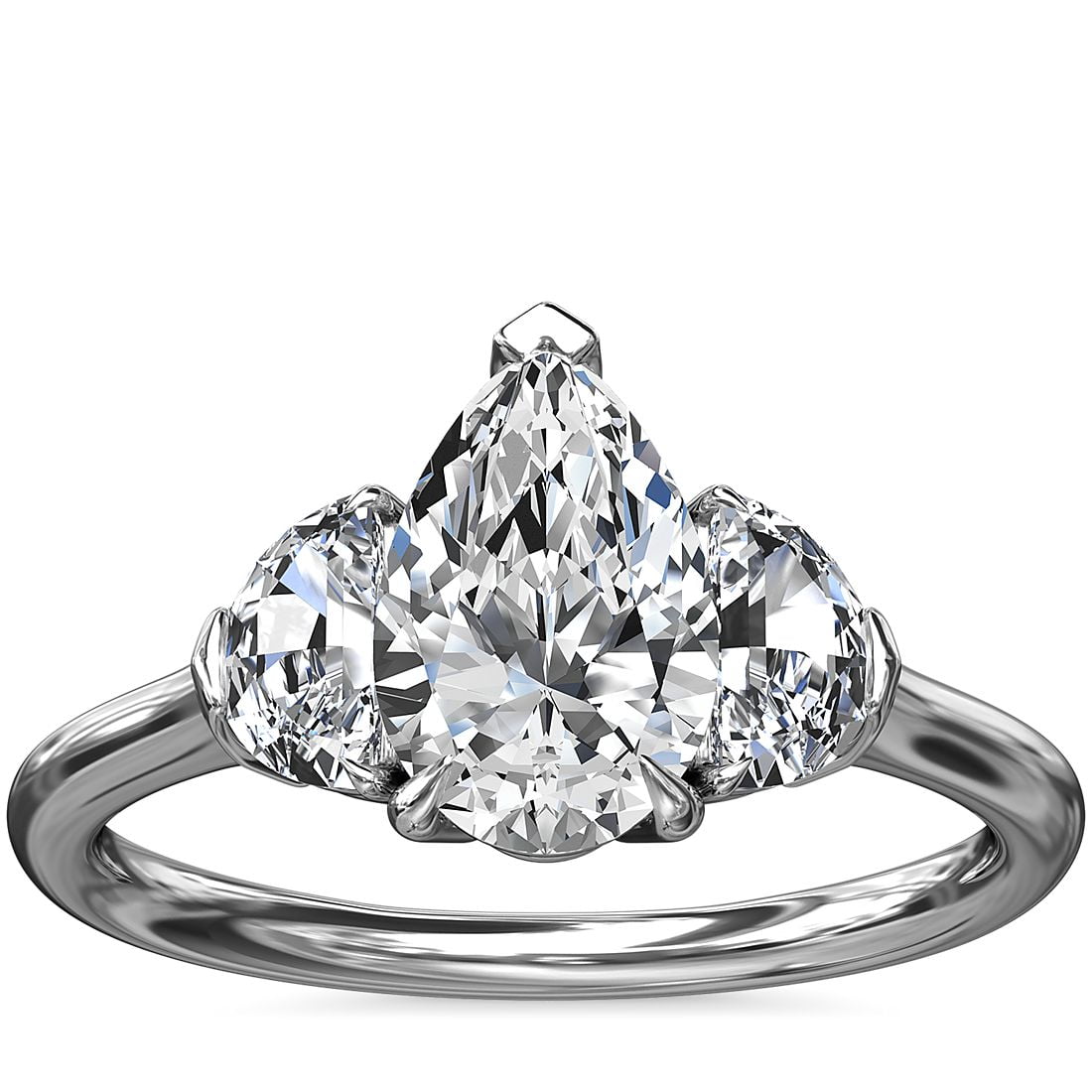 ISAAC WOLF 3CT Pear Cut with Heart Side Stones Moissanite Engagement