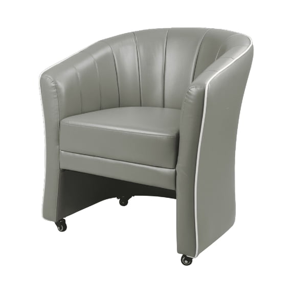 ISABELLA Guest Chair Customer Reception Sofa Lobby Waiting Area Seating Luxury Soft Leather with Lockable Rolling Casters, Modern Gray