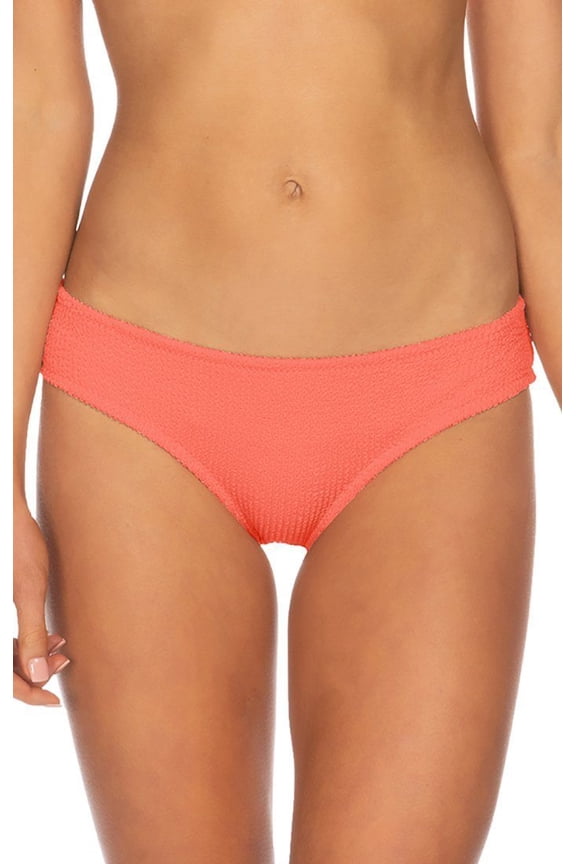 Women's Pucker Up Smocked Hipster Bikini Bottom Coral M