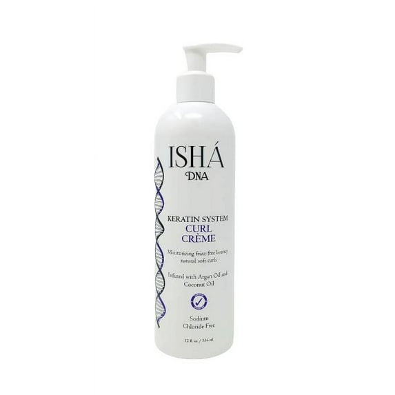 ISHA DNA Keratin System Curl Creme - Infused with Argan Oil and Coconut Oil - Moisturizing Frizz Free Bouncy Natural Soft Curls - Curling Cream For Wavy and Curly Hair - Sulfate Free
