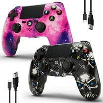 ISHAKO 2Pack Wireless Controller for P4/PC, with Double Vibration, 6-Axis Motion Control-Pink&Black