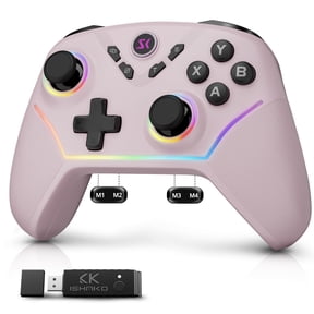 ISHAKO Wireless Controller for PC/Switch/iPhone/Android/Laptop– Bluetooth & 2.4G Gaming PC Controller with RGB, Turbo, Back Buttons, Hall Triggers, Hall Joystick -Metallic Berry Powder