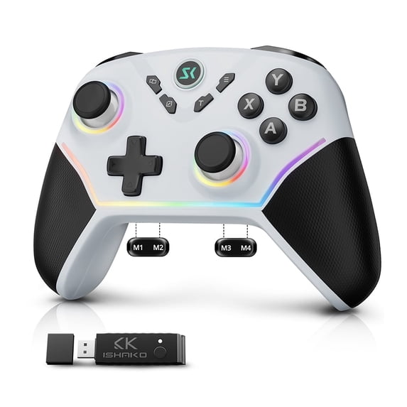 ISHAKO Wireless Game Controller for PC, Switch, Android - Bluetooth/2.4G Connection