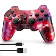 وحدة تحكم لاسلكية ISHAKO متوافقة مع PS3/PC، اهتزاز مزدوج، مستشعر حركة - Galaxy Red
