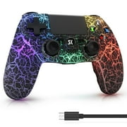 ISHAKO Wireless Controller for P4/PC, with RGB Luminous, Dual Vibration/6-Axis Motion -Black