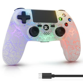 ISHAKO Wireless Controller for P4/Pro/Slim and PC, RGB Game Controller, White
