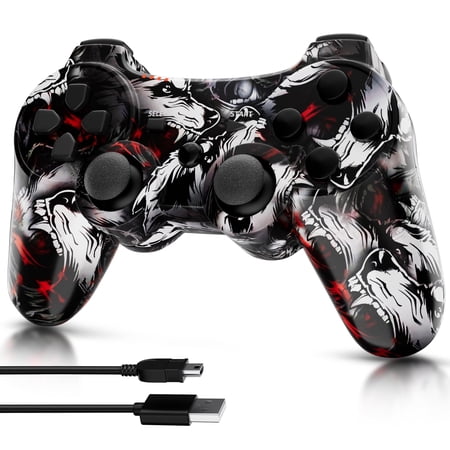 ISHAKO Wireless Controller for P3/PC, Game Remote with 6-Axis Seneor, Double Vibration Joystick