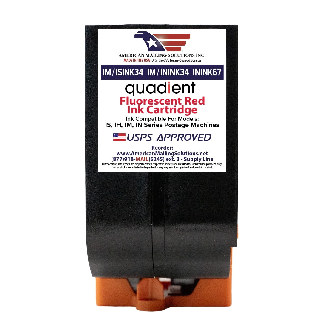 AMERICAN MAILING SOLUTIONS Ink Cartridge Replacement, Red Postage Ink ...
