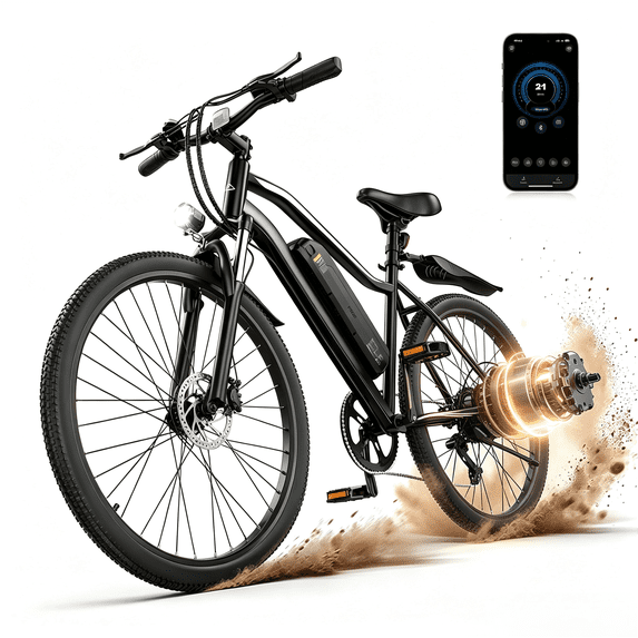 Adult Electric Bike 750W Peak Motor,20MPH E-Bike with 55 Miles+ Range,36V 15Ah Battery,Mountain Electric Bicycle for All-Day Trail Riding,Black