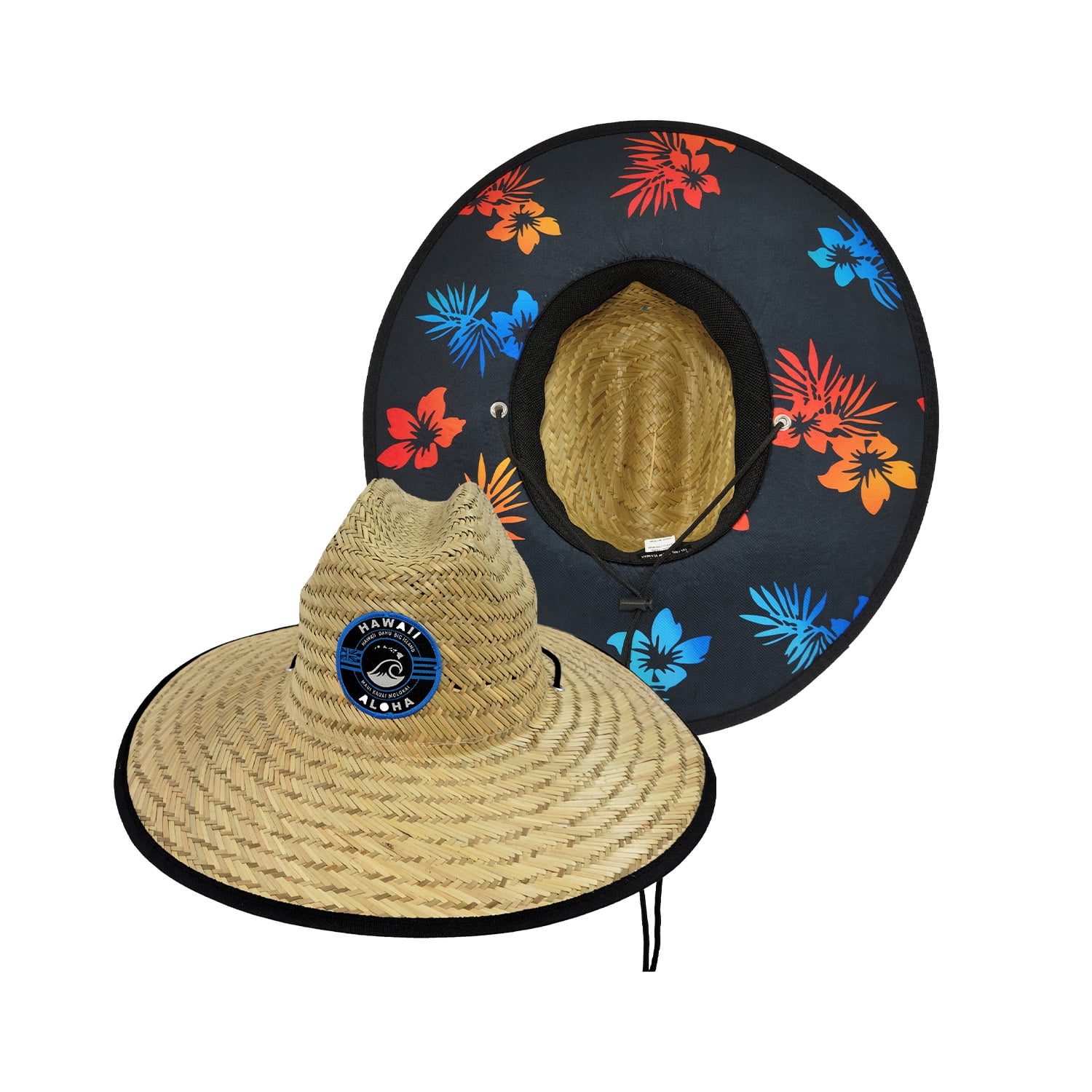 ISLAND CREW HAWAII Straw Hat Blue Hibiscus