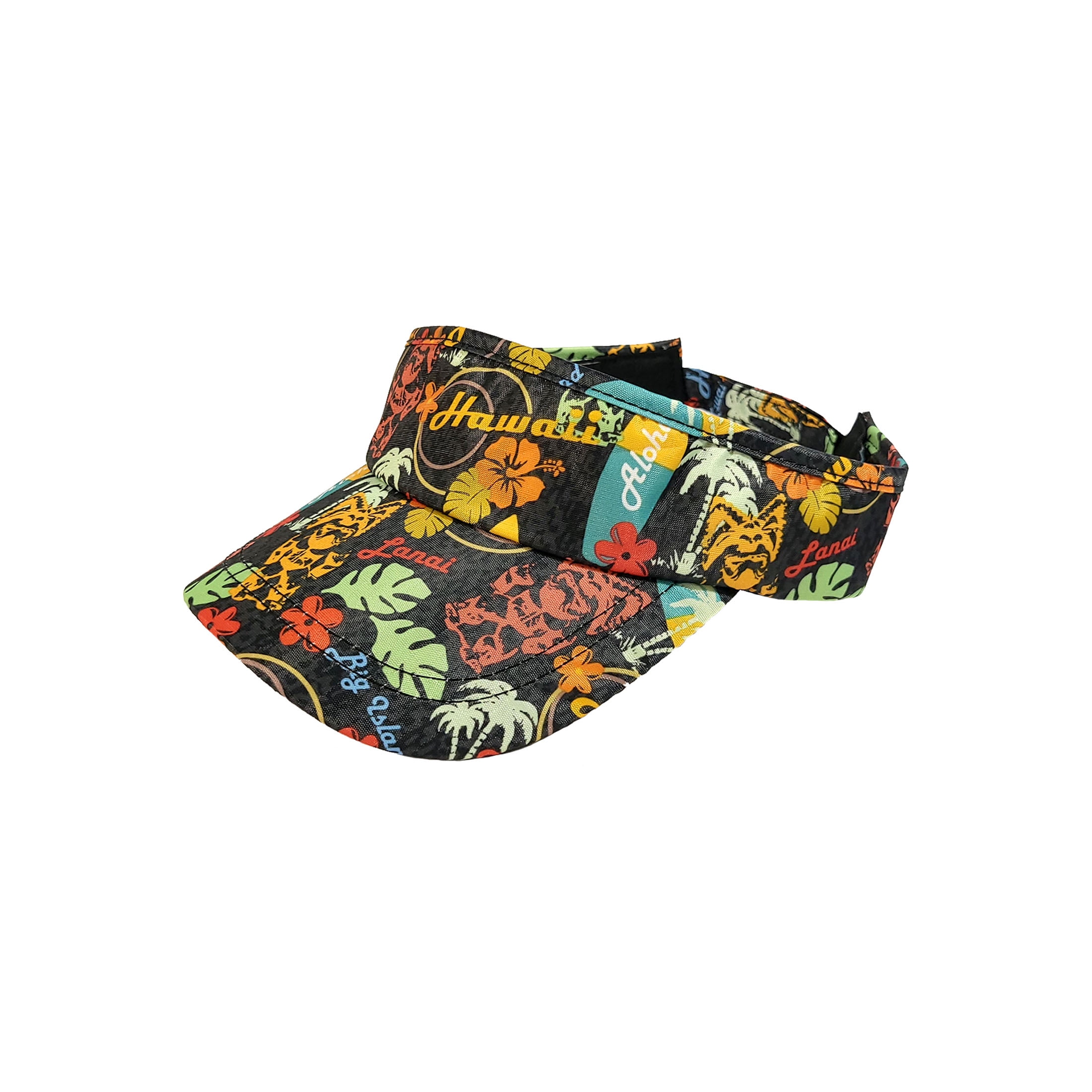 ISLAND CREW HAWAII VISOR: TIKI SURF-BLACK