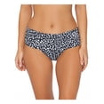 thumbnail image 1 of ISLAND ESCAPE Women's Black Animal Print Stretch Foldover Waist Lined Full Coverage Shirred Animal Kingdom Tahiti Bikini Swimsuit Bottom 12, 1 of 2