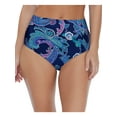 thumbnail image 1 of ISLAND ESCAPE Women's Navy Paisley Stretch Lined Bikini Full Coverage Sea Breeze High Waisted Swimsuit Bottom 10, 1 of 2