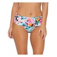 thumbnail image 1 of ISLAND ESCAPE Women's White Printed Stretch Lined Foldover Waistband Full Coverage Shirred Honey Bloom Bikini Swimsuit Bottom 14, 1 of 2