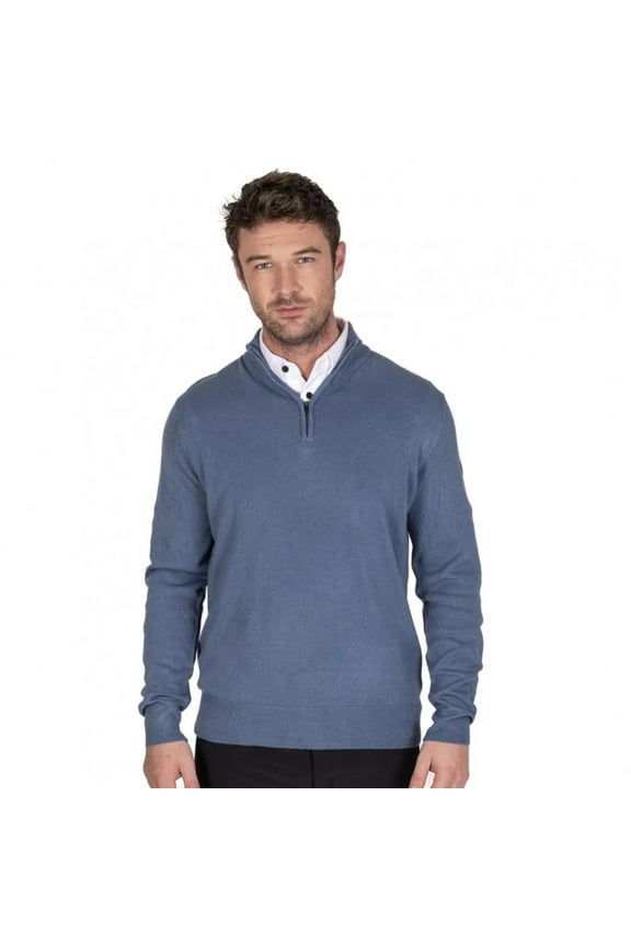 MENS ZIP NECK KNIT JUMPER AIRFORCE BLUE XL