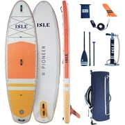 ISLE Pioneer Inflatable Stand Up Paddle Board 10.6x34x6in-max.285lbs-Coral/Sun