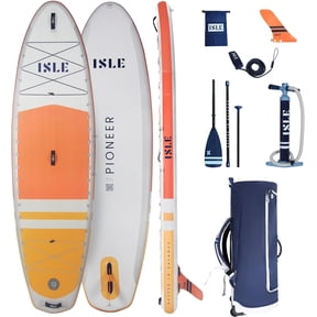 ISLE Pioneer Inflatable Stand Up Paddle Board 10.6x34x6in-max.285lbs-Coral/Sun