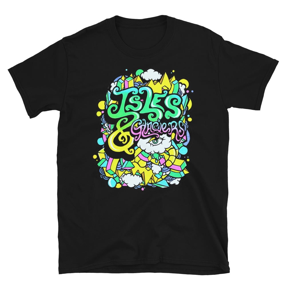 ISLES & GLACIERS Neon Acid Colored Shapes PostHardcore Band TShirt