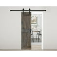 thumbnail image 1 of ISLIFE 24 in x 84 in K Style Finished  Solid Wood Sliding Barn Door With Installation Hardware Kit (Smoky Gray ), 1 of 5