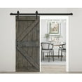 thumbnail image 1 of ISLIFE 36 in x 84 in K Style Finished  Solid Wood Sliding Barn Door With Installation Hardware Kit (Smoky Gray ), 1 of 5