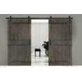 thumbnail image 1 of ISLIFE  84in x 84 in K Style Finished  Solid Wood Sliding Barn Door With Installation Hardware Kit (Smoky Gray）, 1 of 5