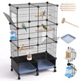 thumbnail image 1 of ISLMDOY Bird Cage, 45.6 inch Metal Breeding Bird Cage with Wood Perch, Slide-Out Tray, Water Bottle & Feeder for Parrots, Cockatiels, Lovebirds Birds, 1 of 8