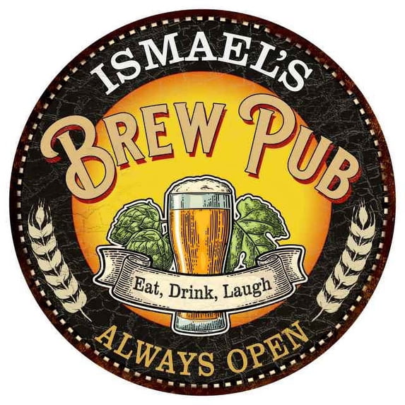 ISMAEL'S Beer Pub Man Cave Metal Sign Home Decor 14 inch Round 100140025295
