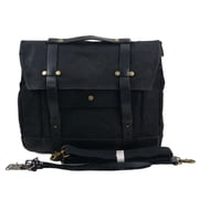 ISMART Leather Motorcycle Waterproof Saddlebag, Canvas Laptop Bag with Leather Strap