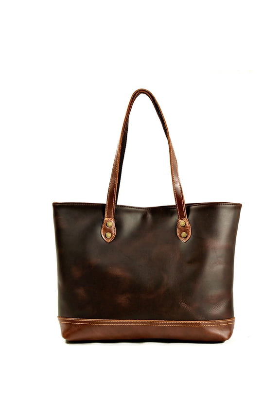 Leather Tote Bag - Genuine Top Grain Leather, Vintage Shoulder Bag for Work & Travel