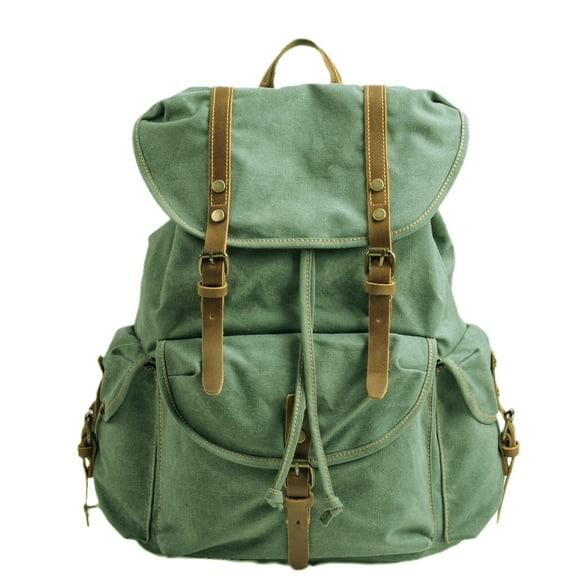 ISMART Vintage Canvas Backpack Large Capacity, Travel Hiking Daypack Bookbag, Waterproof Casual Rucksack with Laptop Compartment