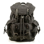 ISMART Waterproof Canvas & Genuine Leather Backpack, Travel, Hiking, School Bag