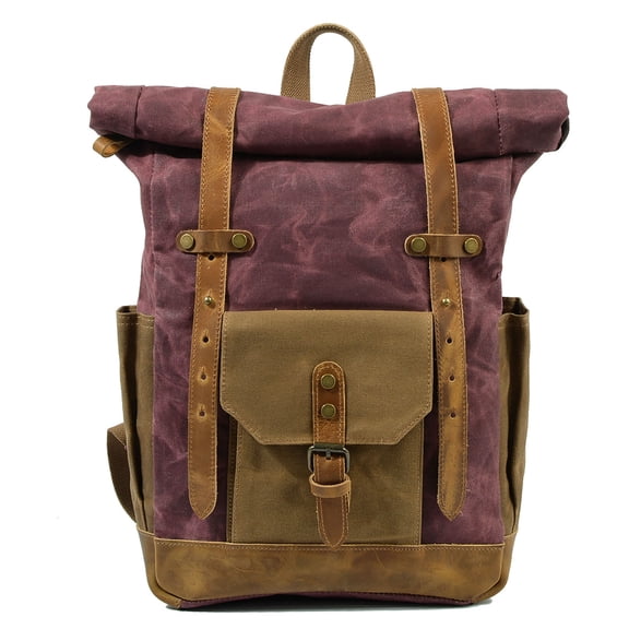 ISMART Waterproof Laptop Bag for Women, Men, Large Capacity Travel Rucksack with Genuine Leather Accents
