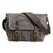 ISMART Waterproof Waxed Canvas, Genuine Leather Crossbody Bag, Water-Resistant, Durable Carryall