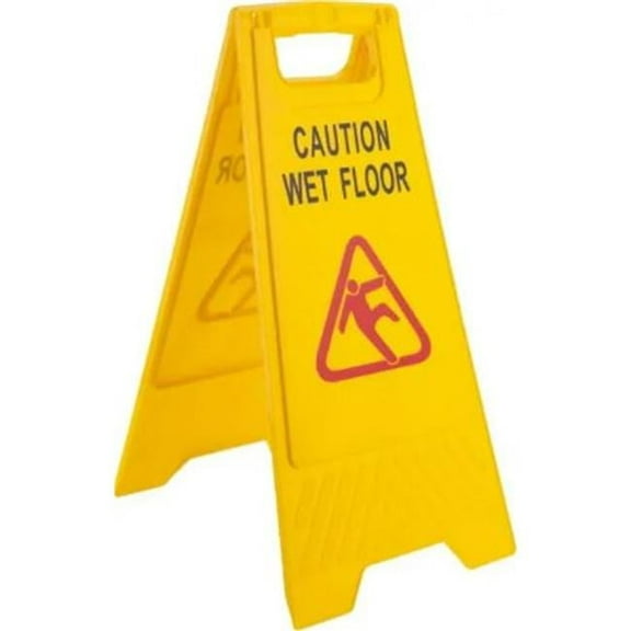 ISN MRO48434997 12 x 24 in. Caution Wet Floor Plastic Floor Sign - Red & Black on Yellow