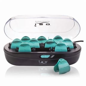 ISO Beauty ISOHRGC-705 10pc Pearl Ceramic Maximum Ionic Conditioning Hot Roller Set - Diamond Collection - Teal & Black