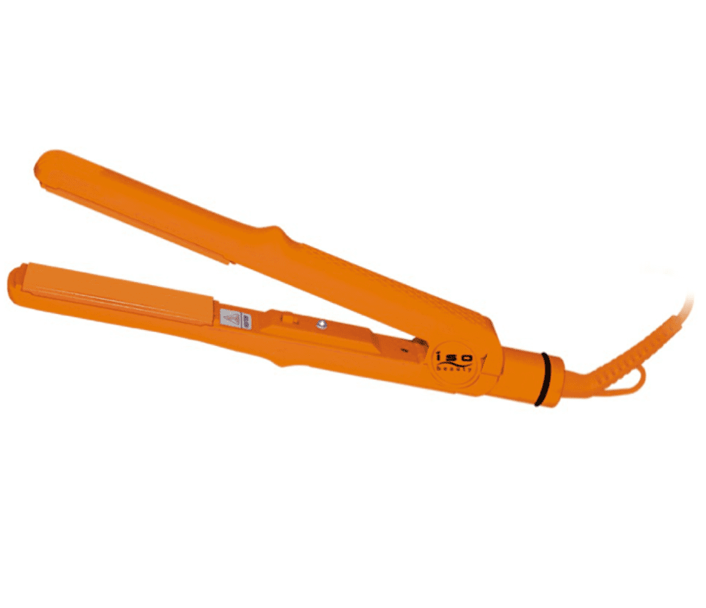 ISO Beauty Turbo Silk Edition 1 Inch Scratch resistant Titanium Plates Hair Straightener Flat Iron - Curved, Sleek Body Design Allows You To Create Multiple Styles - (Orange)