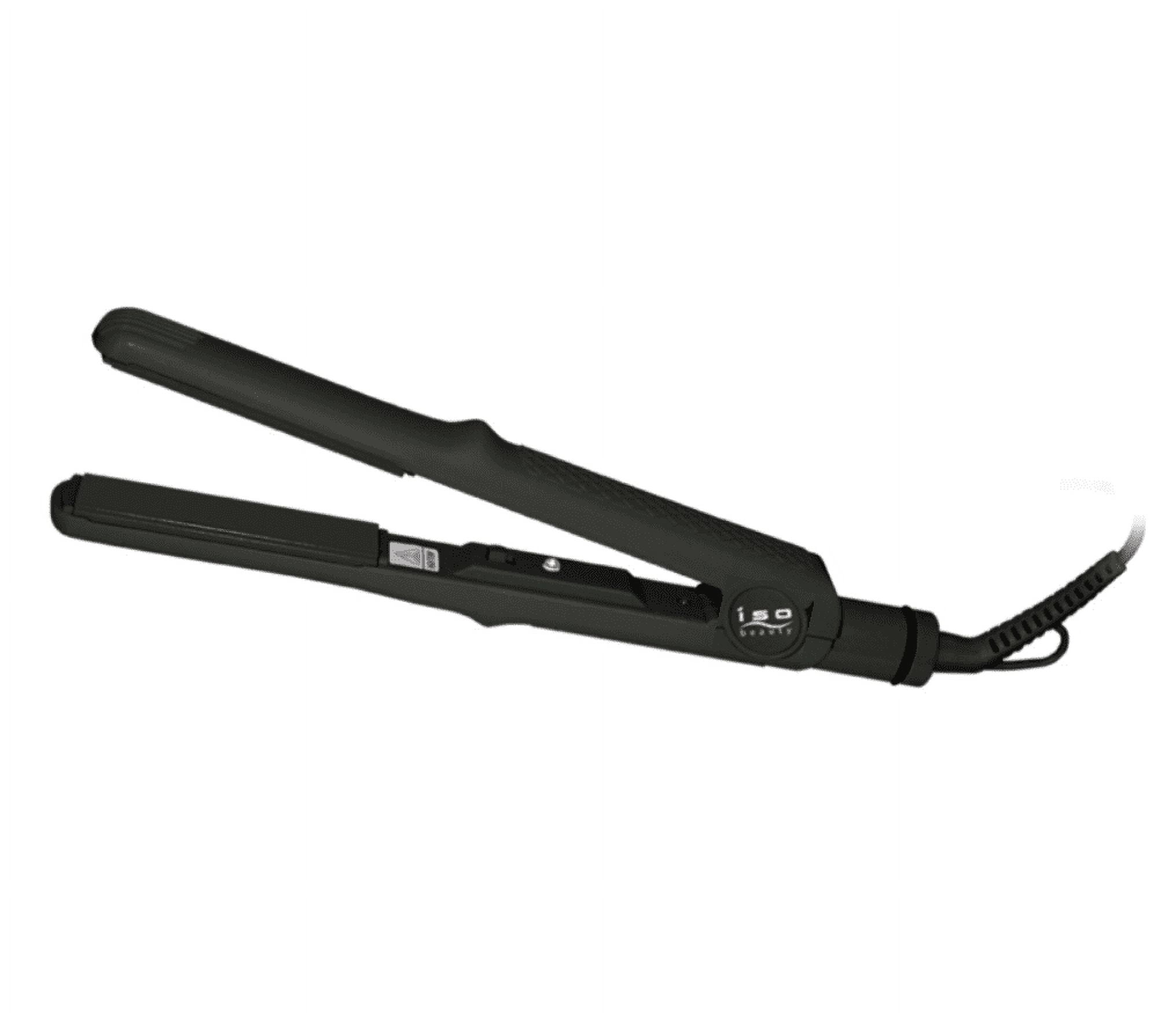 ISO Beauty Turbo Silk Edition 1 Inch Scratch resistant Titanium Plates Hair Straightener Flat Iron - Curved, Sleek Body Design Allows You To Create Multiple Styles - (Black)
