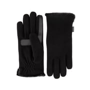 Isotoner Women's Water Repellent Fleece Touchscreen Gloves, Black with Palm Patch