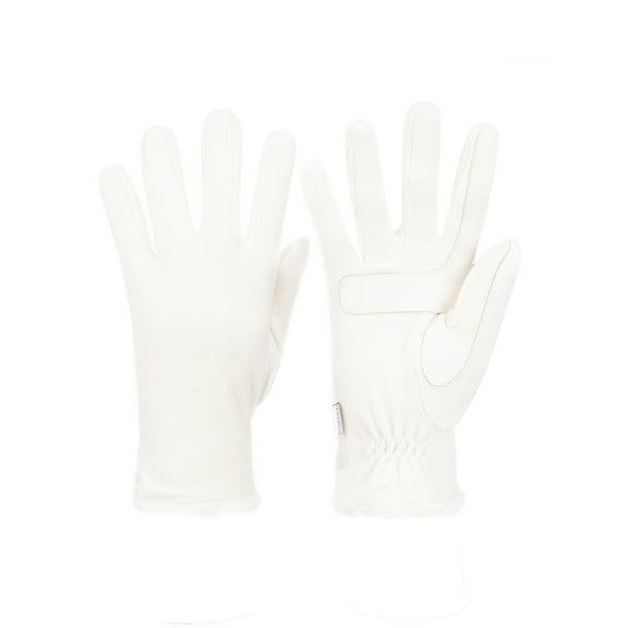 Isotoner Women's Water Repellent Fleece Touchscreen Gloves, Ivory
