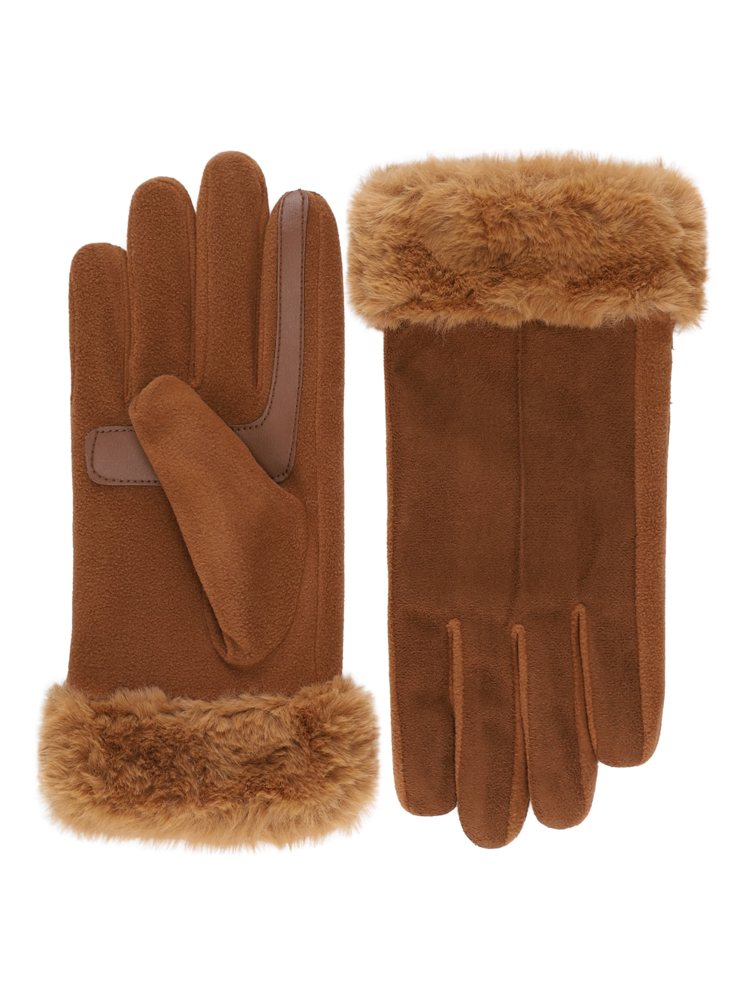Isotoner Women's Water Reppellent Microsuede Gloves with Faux Fur Cuff