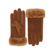 Isotoner Women's Water Reppellent Microsuede Gloves with Faux Fur Cuff