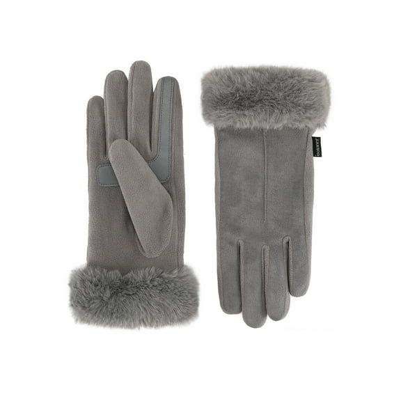 Isotoner Women's Water Reppellent Microsuede Gloves with Faux Fur Cuff